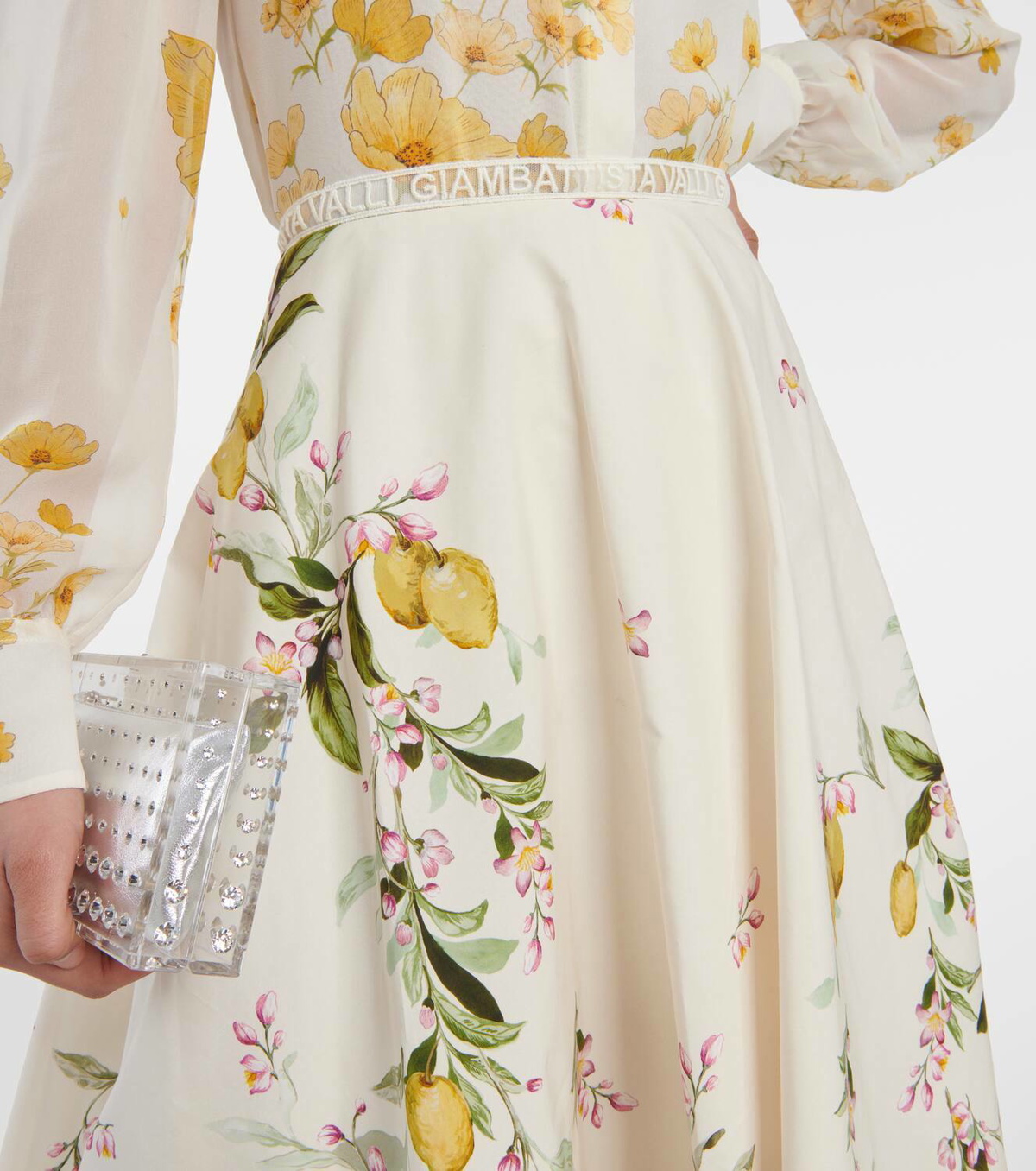 Giambattista Valli Printed cotton poplin midi skirt