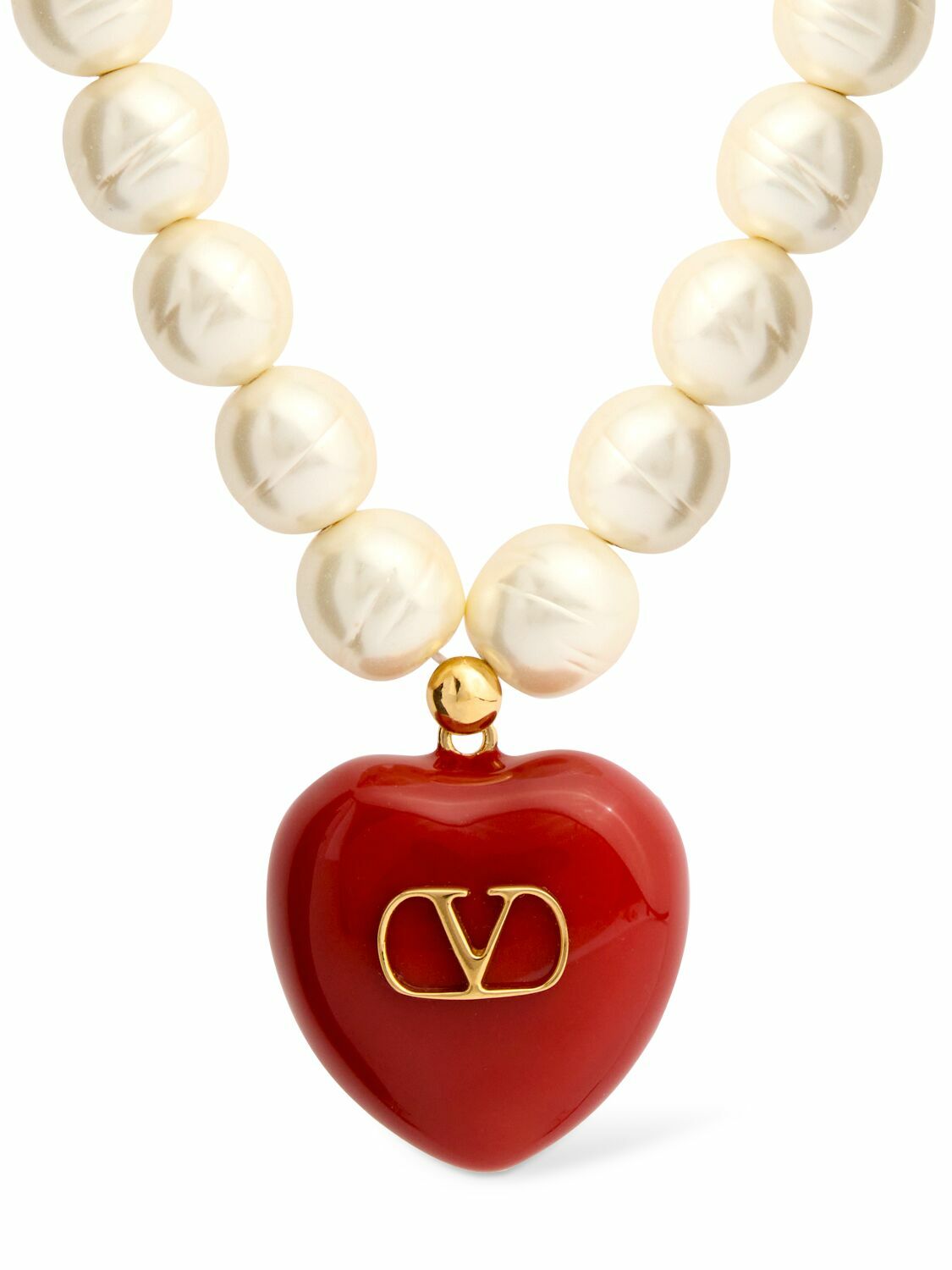 【Valentino】 Garavani Collana Vlogo Con Perle E Swarowski Vlogo Signature Metal Necklace With Swarovski® Pearls for