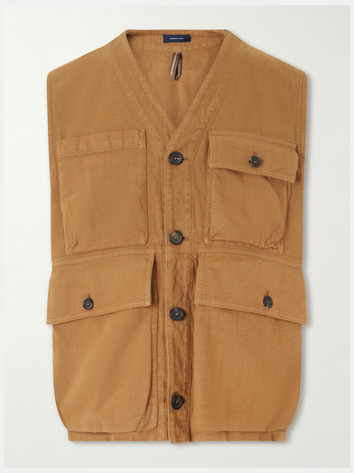 Drake's - Cotton-Drill Utility Vest - Brown