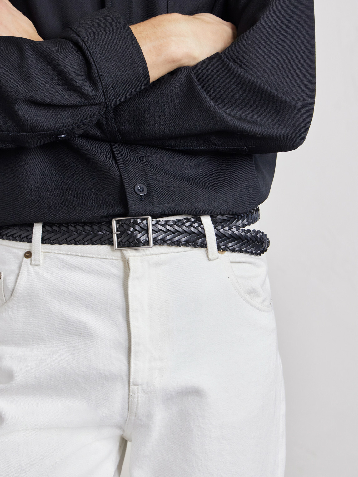 Nili Lotan - 3cm Nic Woven Leather Belt - Black