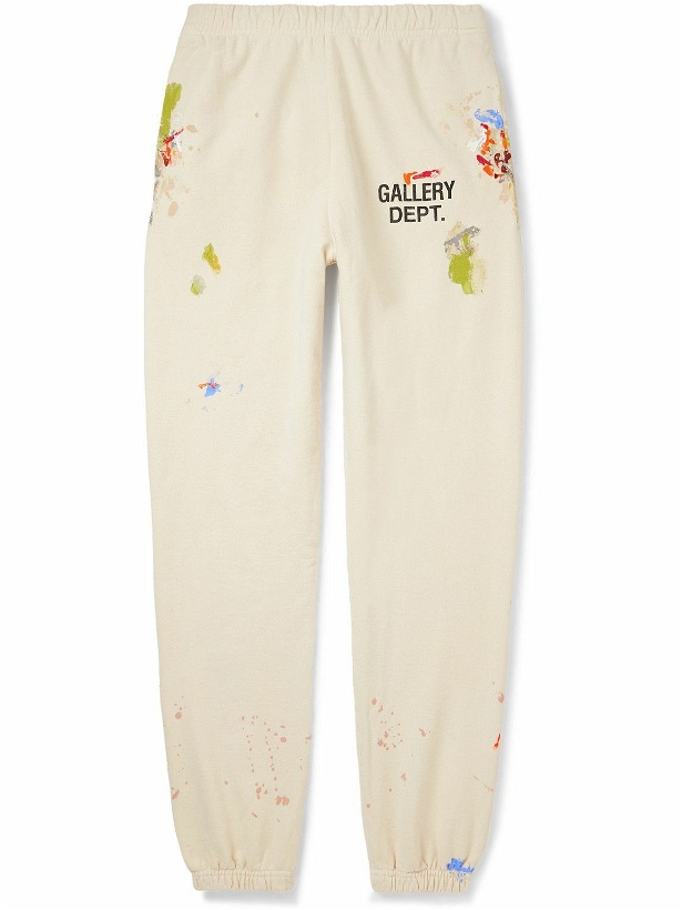 Photo: Gallery Dept. - Tapered Logo-Print Paint-Splattered Cotton-Jersey Sweatpants - Neutrals