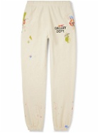 Gallery Dept. - Tapered Logo-Print Paint-Splattered Cotton-Jersey Sweatpants - Neutrals
