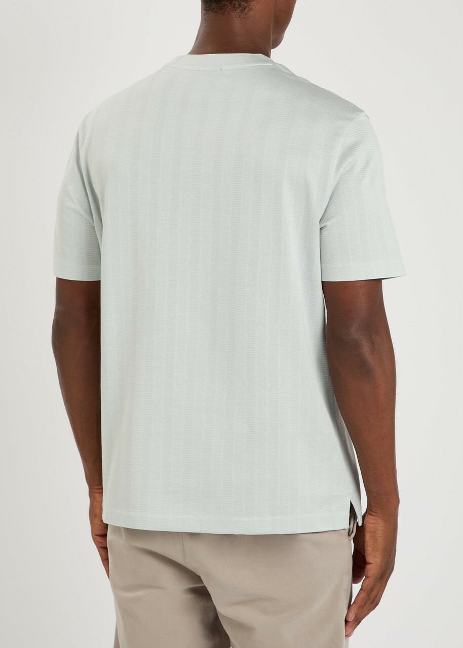 Boss Textured-knit Cotton T-shirt Light Blue