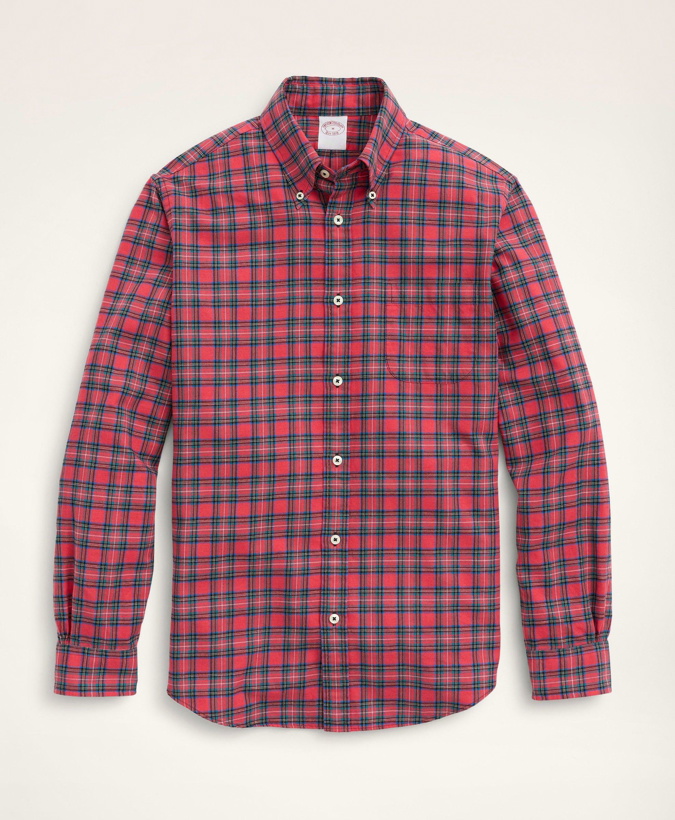 Photo: Brooks Brothers Men's Regent Regular-Fit Archival Brushed Twill Red Tartan Shirt