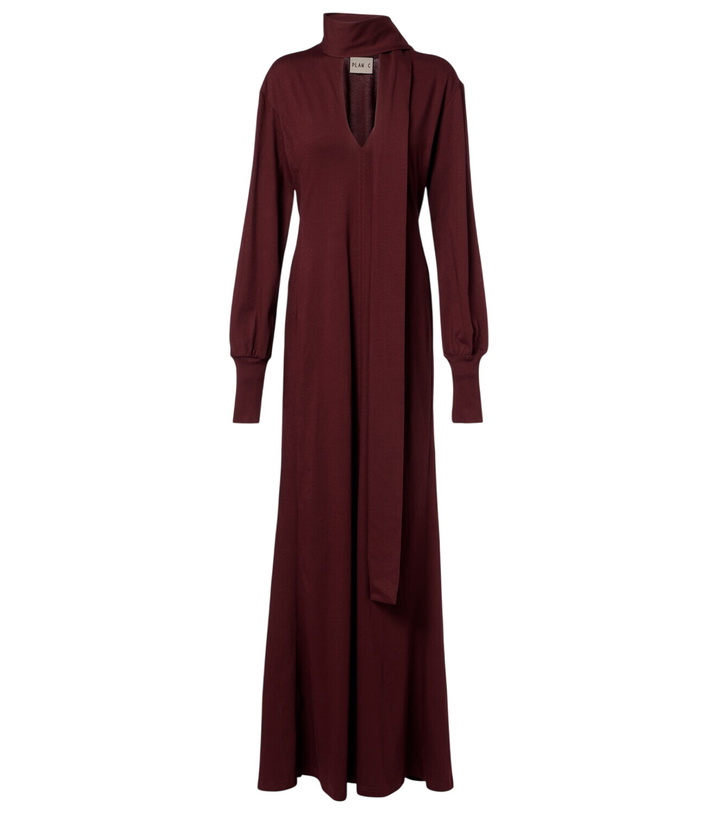 Photo: Plan C Scarf-detail cotton maxi dress
