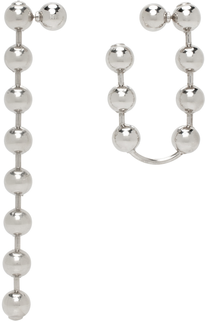 HUGO KREIT Silver Ball Chain Earrings