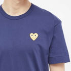 Comme des Garçons Play Men's Gold Heart Logo T-Shirt in Navy