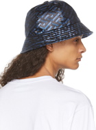 Versace Black & Navy Metallic Logo Bucket Hat