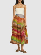 ULLA JOHNSON Alessandra Printed Linen Long Skirt