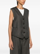 Bottega Veneta Brown Houndstooth Wool Waistcoat