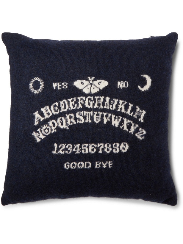 Photo: THE ELDER STATESMAN - Ouija Intarsia Cashmere Cushion - Black