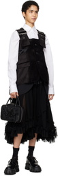 Comme des Garçons Black Georgette Faux-Leather Midi Skirt