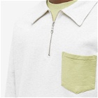 Country Of Origin Men's Quarter-Zip Pocket Sweatshirt in Lt.Grey/Spring Green