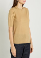 Gabriela Hearst Chryse Cashmere and Silk-blend T-shirt Beige