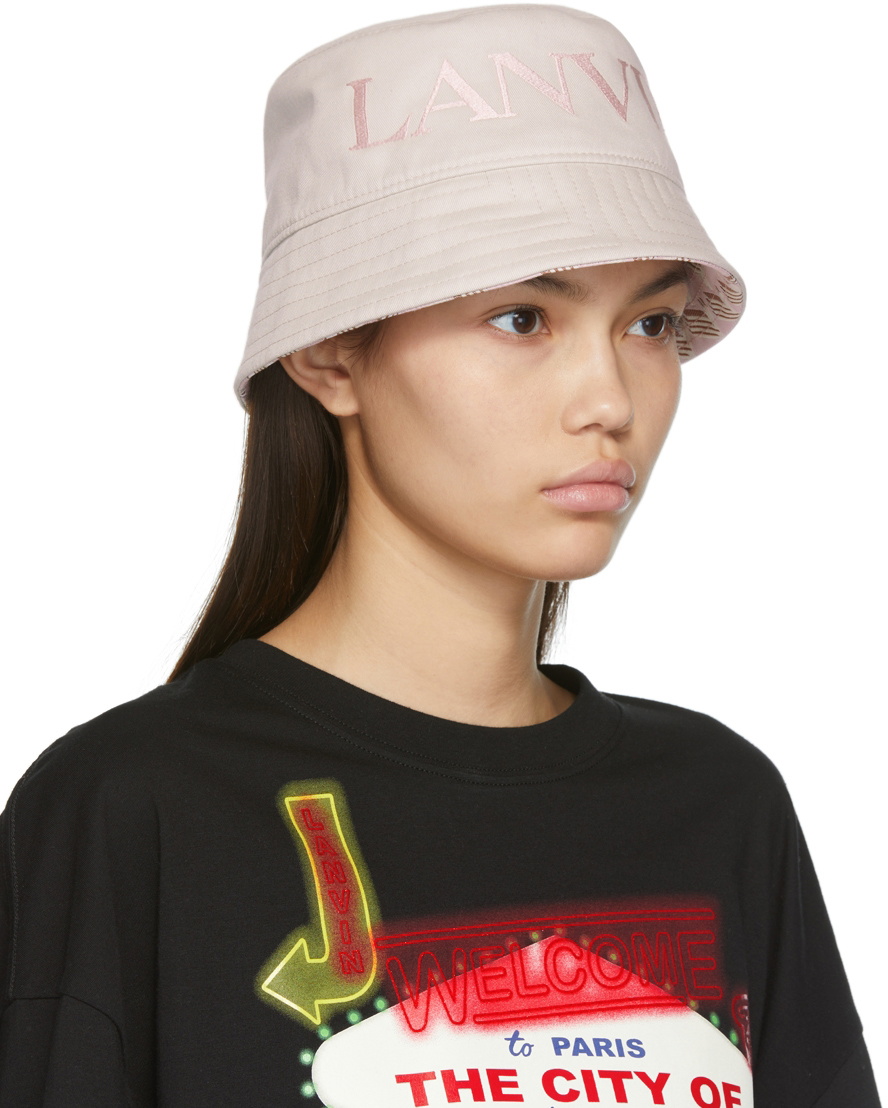 Lanvin Reversible Pink Logo Bucket Hat Lanvin