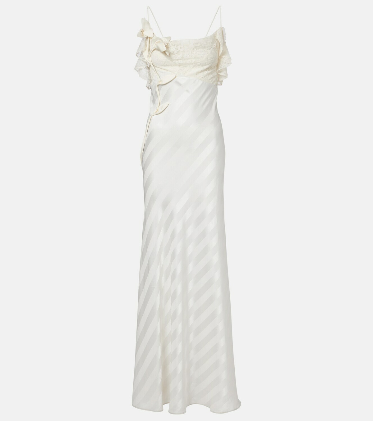 Self-Portrait Lace-trimmed satin gown