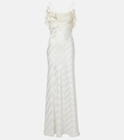 Self-Portrait Lace-trimmed satin gown