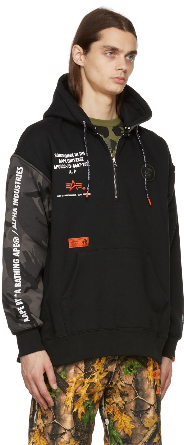 AAPE by A Bathing Ape Black Alpha Industries Edition Quarter-Zip