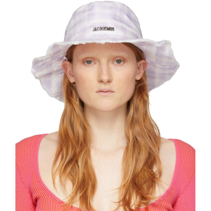 Jacquemus Purple and White Le Bob Artichaut Bucket Hat Jacquemus display picture 1