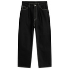 BEAMS Men's Wide Tapered Denim Jeans in Black