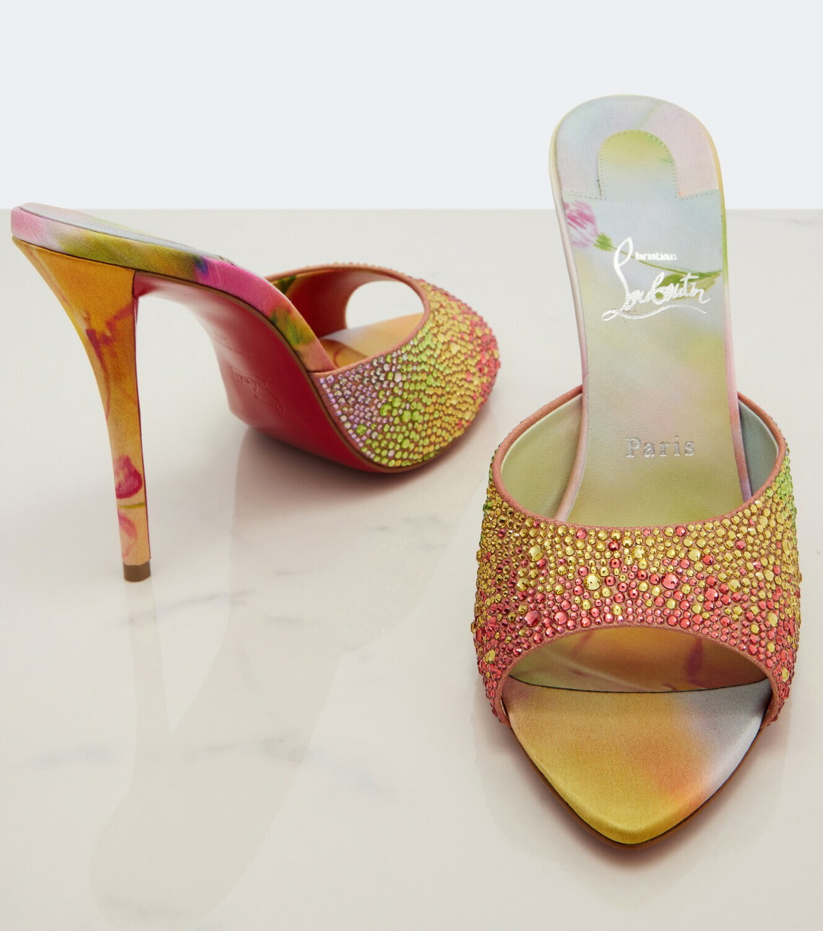 Christian Louboutin Miss Z embellished crêpe satin mules