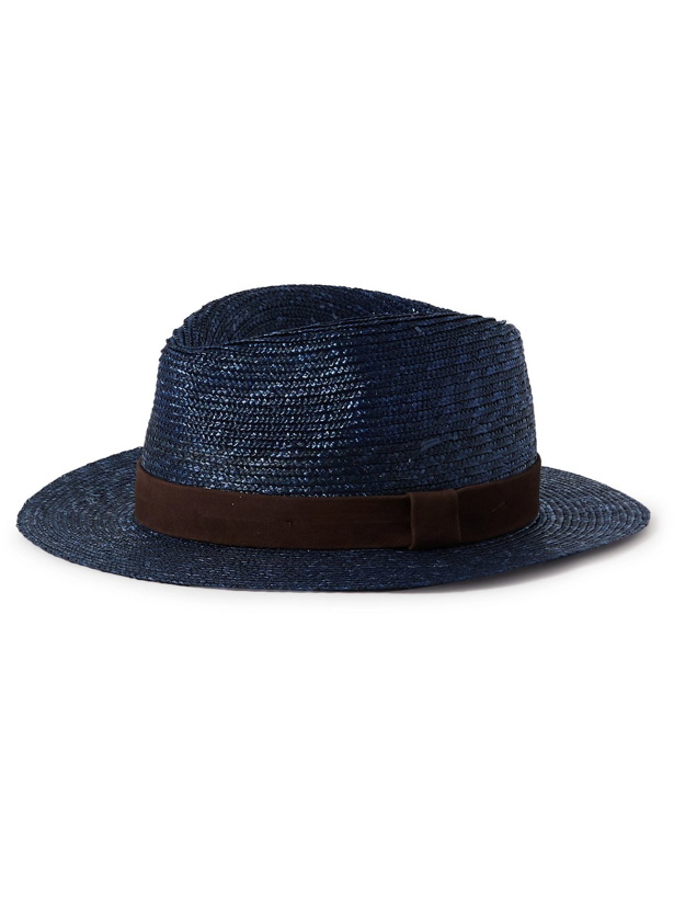 Photo: LOCK & CO HATTERS - Suede-Trimmed Straw Panama Hat - Blue