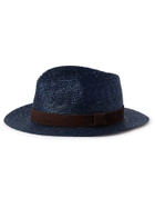 LOCK & CO HATTERS - Suede-Trimmed Straw Panama Hat - Blue
