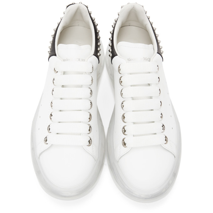 Alexander McQueen White and Black Studded Clear Sole