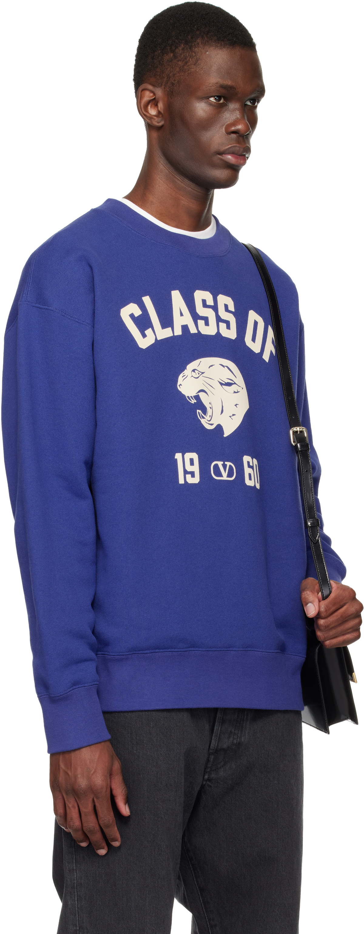 Valentino Blue Cotton Panther 'Class of 1960' Print Sweatshirt