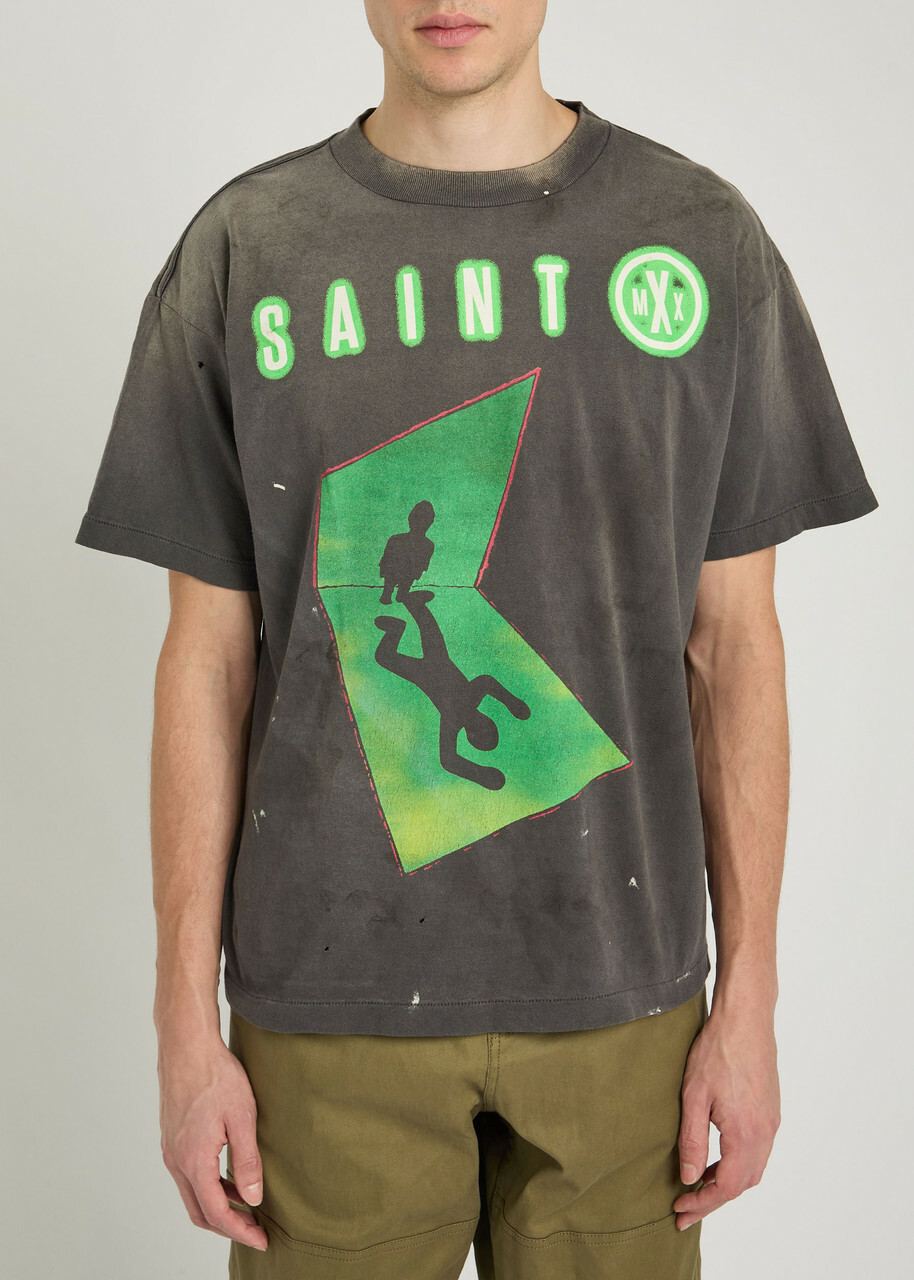 Saint Mxxxxxx Files Printed Cotton T-shirt Black