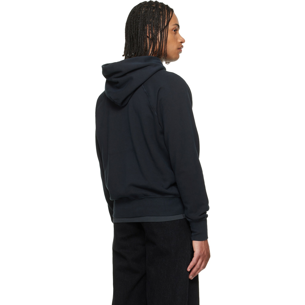 Les Tien Black French Terry Classic Raglan Hoodie
