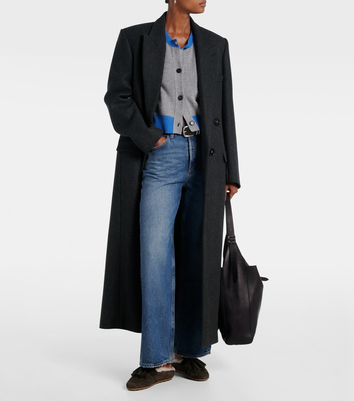 Hogan H693 shearling-lined suede slippers