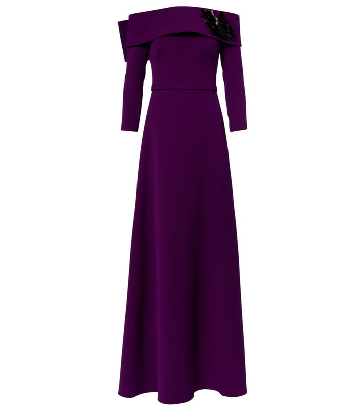 Photo: Safiyaa Lunelle embellished off-shoulder crêpe gown