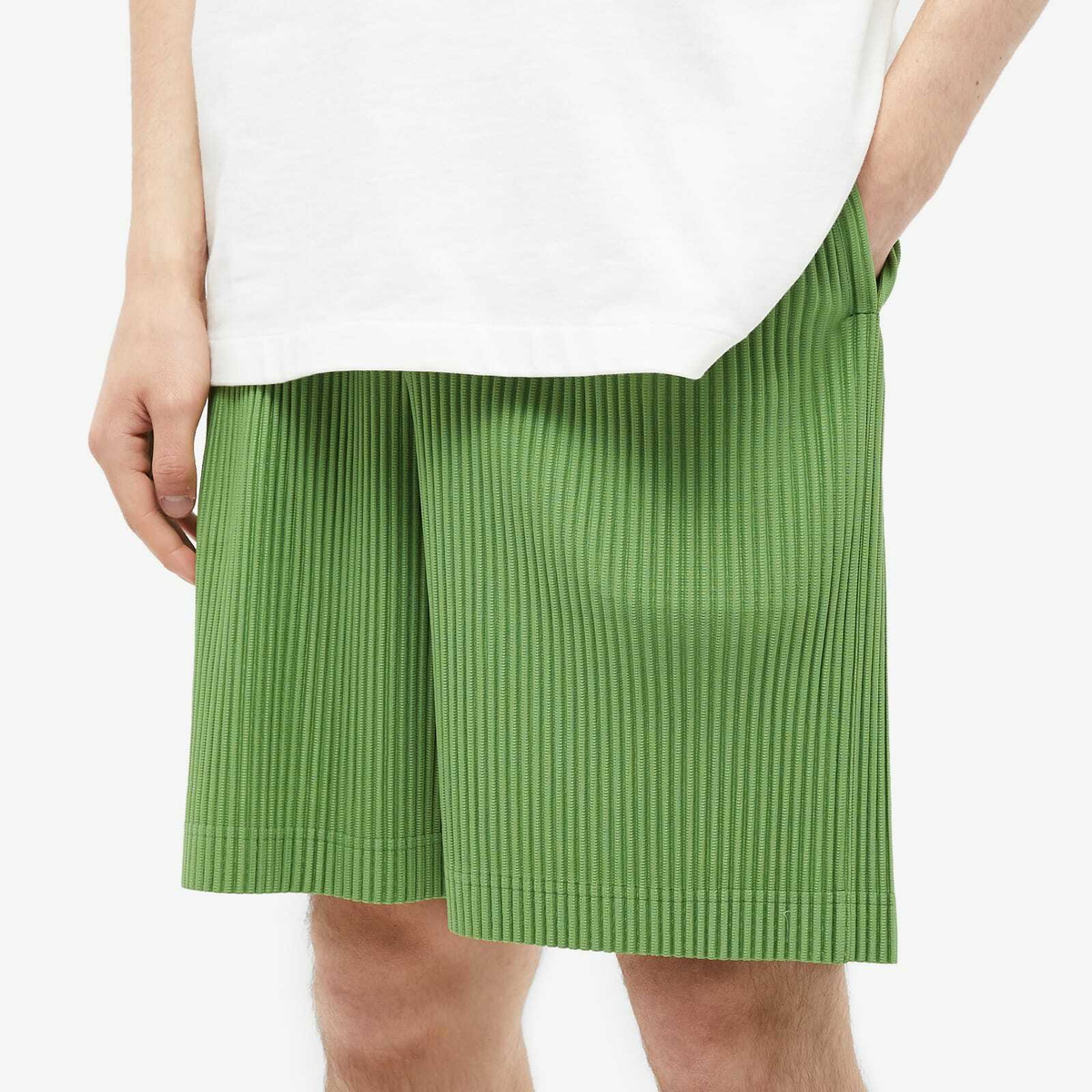 Homme Plissé Issey Miyake Men's Pleated Drawstring Short in Grass Green  Homme Plisse Issey Miyake