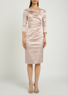 Talbot Runhof Gathered Satin Midi Dress Pink
