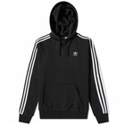 Adidas Men's 3 Stripe Hoody in Black