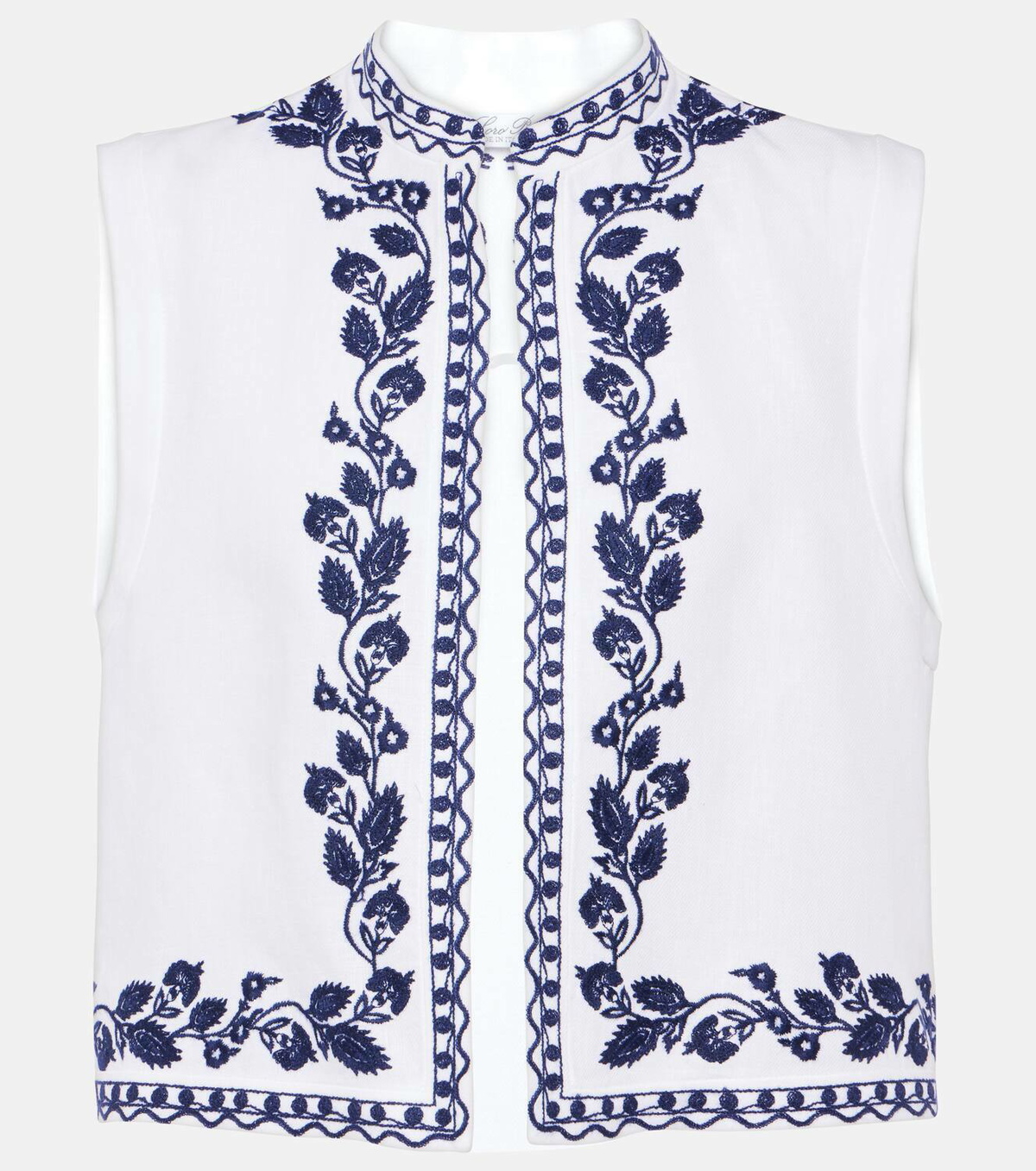 Loro Piana Dabney embroidered linen vest