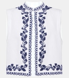 Loro Piana Dabney embroidered linen vest
