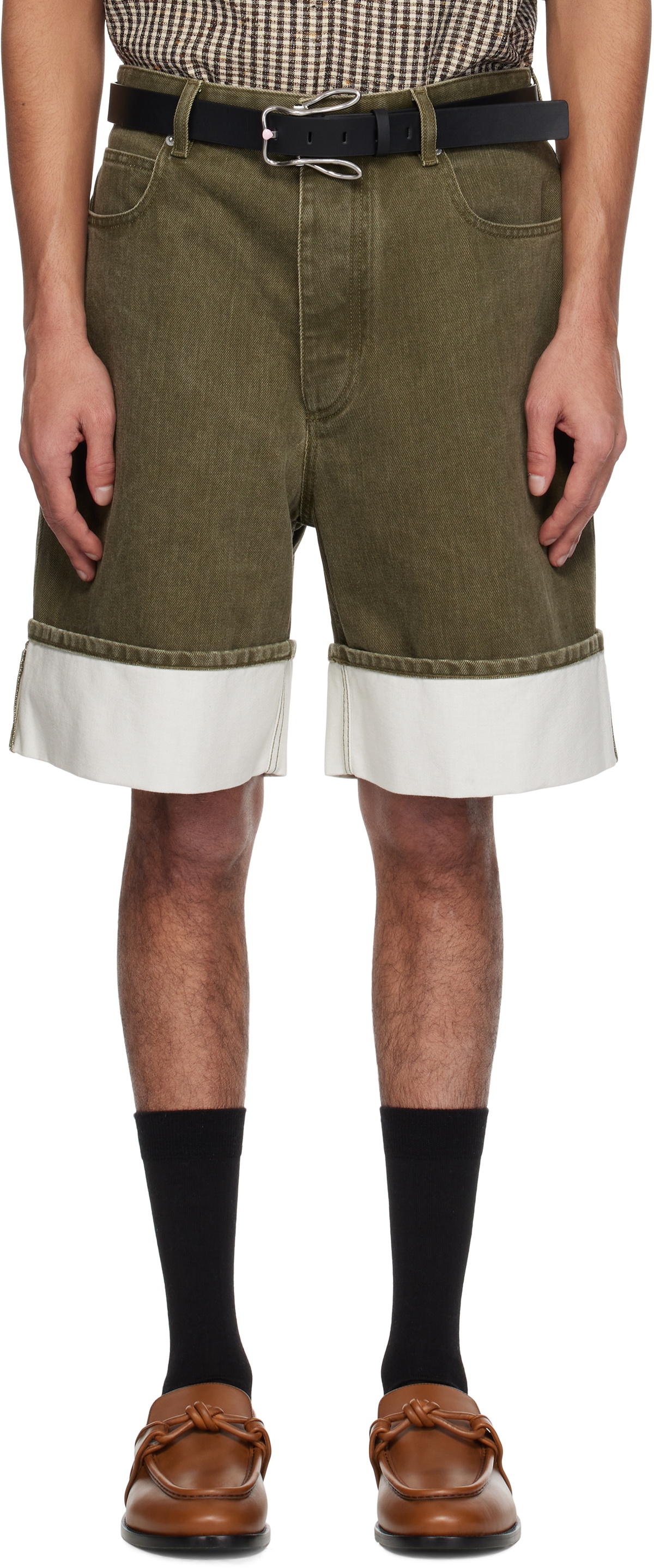 Bottega Veneta Khaki Colored Denim Shorts