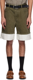 Bottega Veneta Khaki Colored Denim Shorts