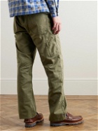 RRL - Straight-Leg Paint-Splattered Herringbone Cotton-Twill Trousers - Green