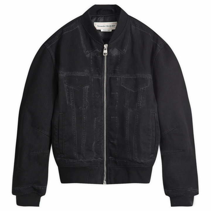 Photo: Alexander McQueen Men's Denim MA-1 Bomber Jacket in Black