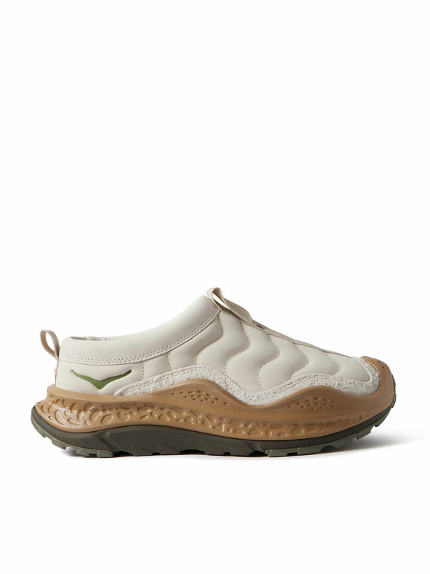 Photo: Hoka - U Ora Primo TP Brushed Suede-Trimmed Nubuck Slip-On Sneakers - Neutrals