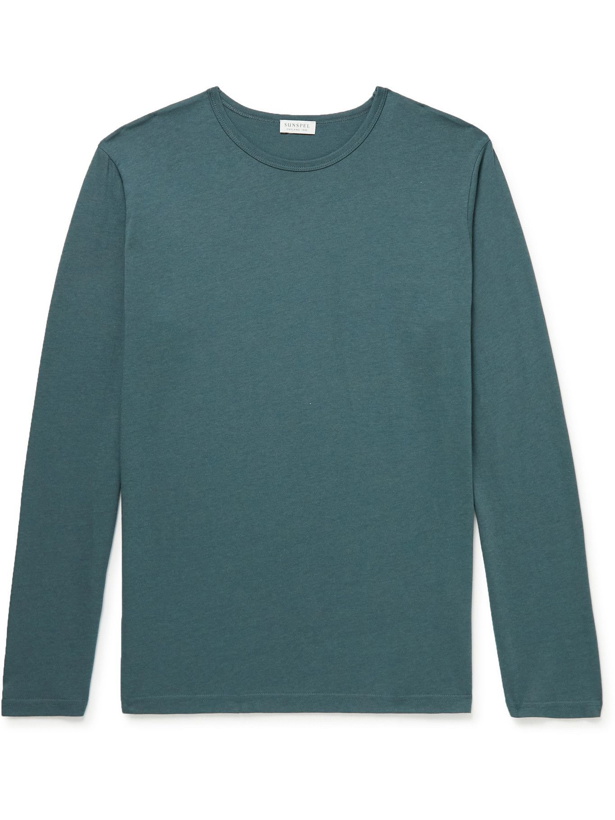 Photo: Sunspel - Lounge Cotton and Modal-Blend Jersey T-Shirt - Blue