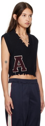 AMBUSH Navy Destroyed Rib V-Neck Vest