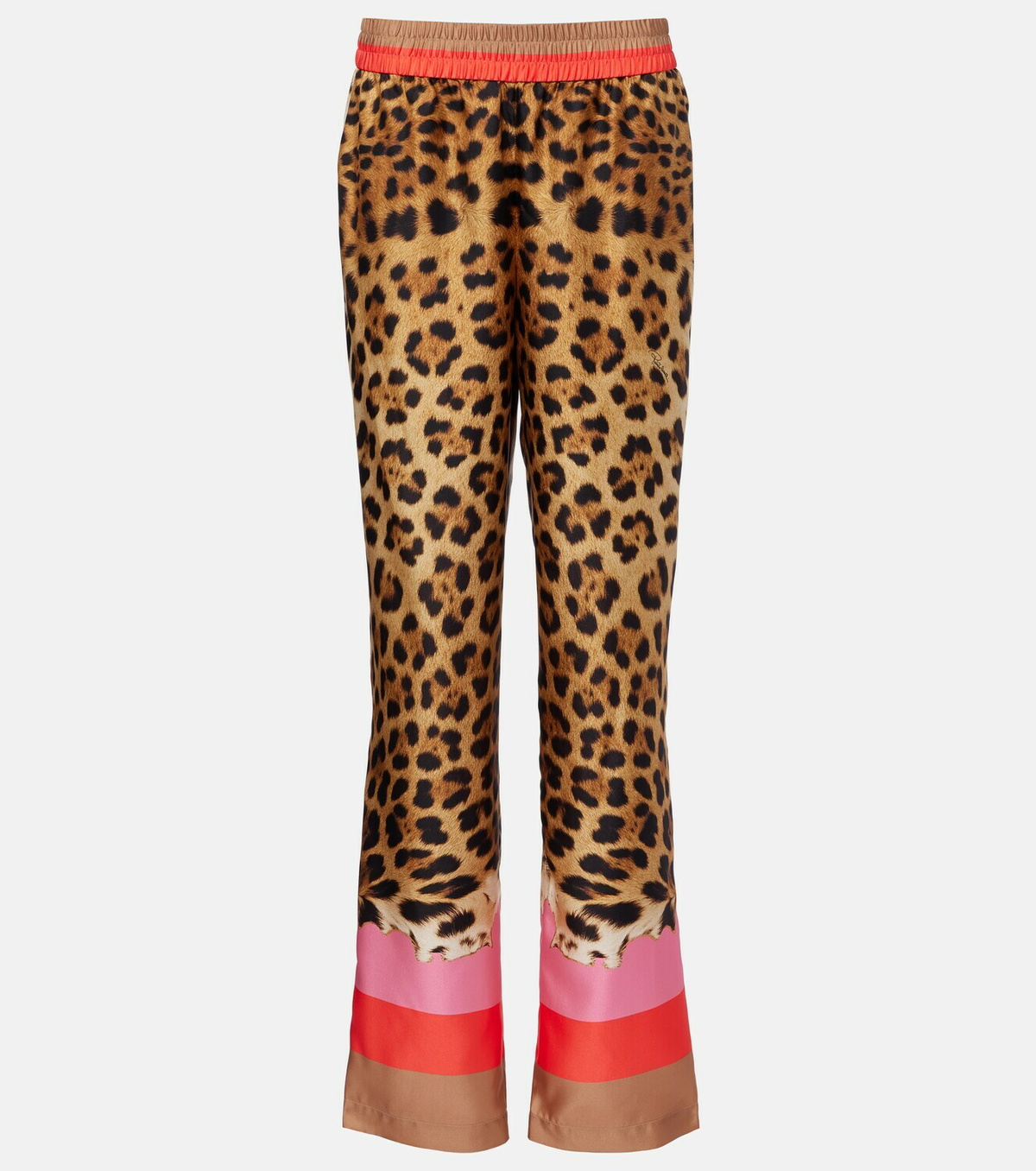 Roberto Cavalli Leopard-print silk straight pants