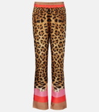 Roberto Cavalli Leopard-print silk straight pants