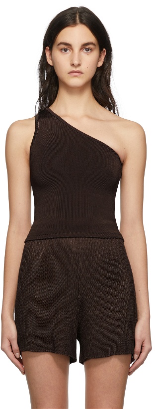 Photo: Calle Del Mar Brown Knit One Shoulder Tank Top