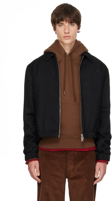 Photo: AMI Paris Black Wool Padded Ami de Coeur Jacket