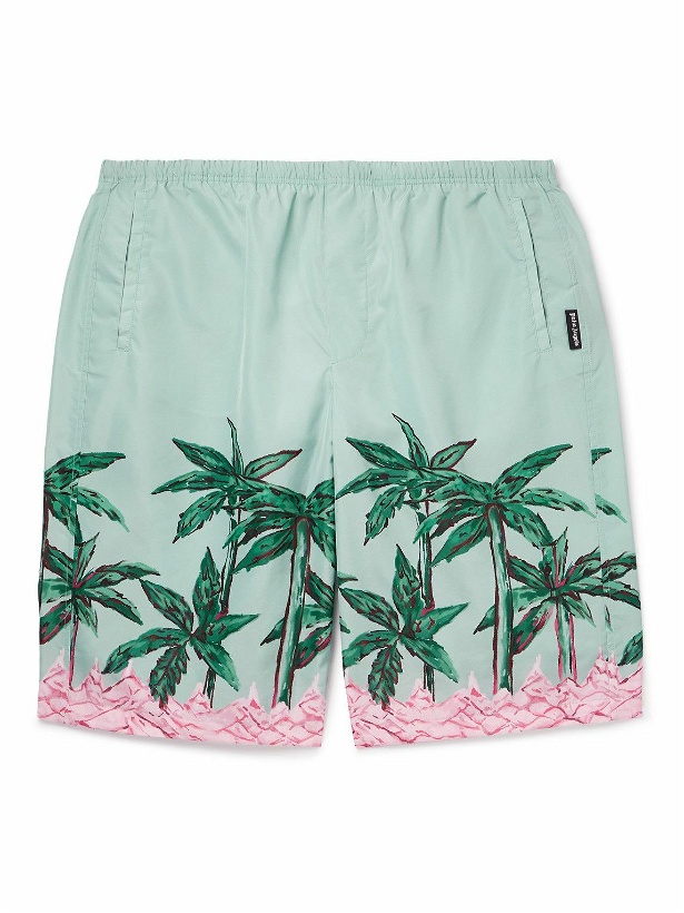 Photo: Palm Angels - Palms Row Straight-Leg Long-Length Printed Swim Shorts - Blue